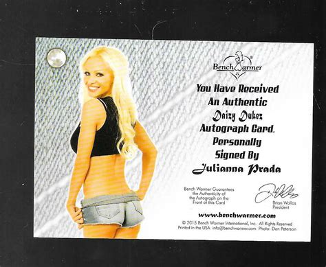 Benchwarmer 2012 Vault aurograph card Julianna Prada 